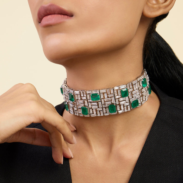 Doublet Dark Emerald Wide Choker