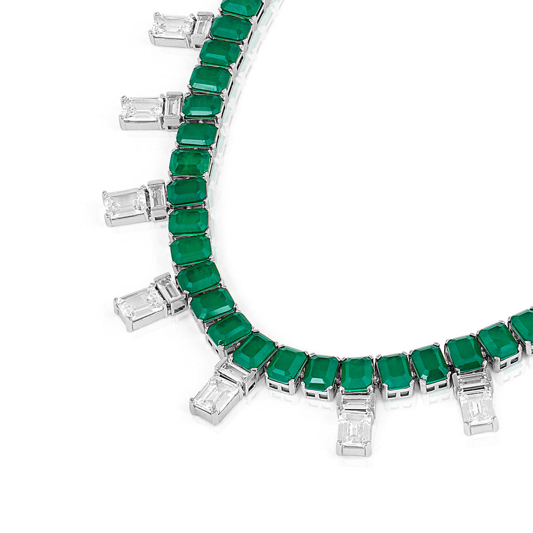 Doublet Dark Emerald Stationed Choker