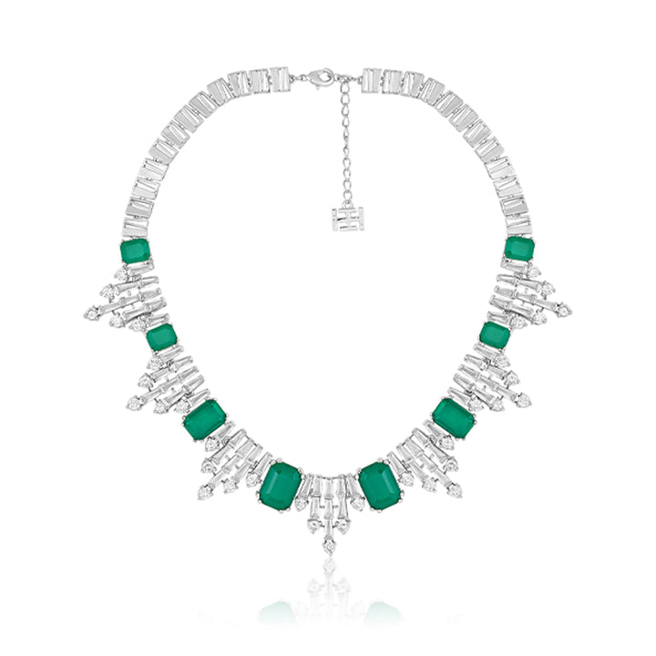 Doublet Dark Emerald Bib Necklace