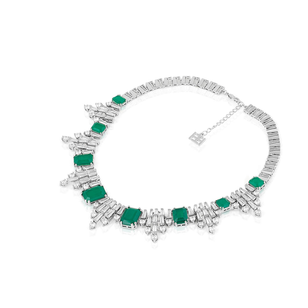 Doublet Dark Emerald Bib Necklace