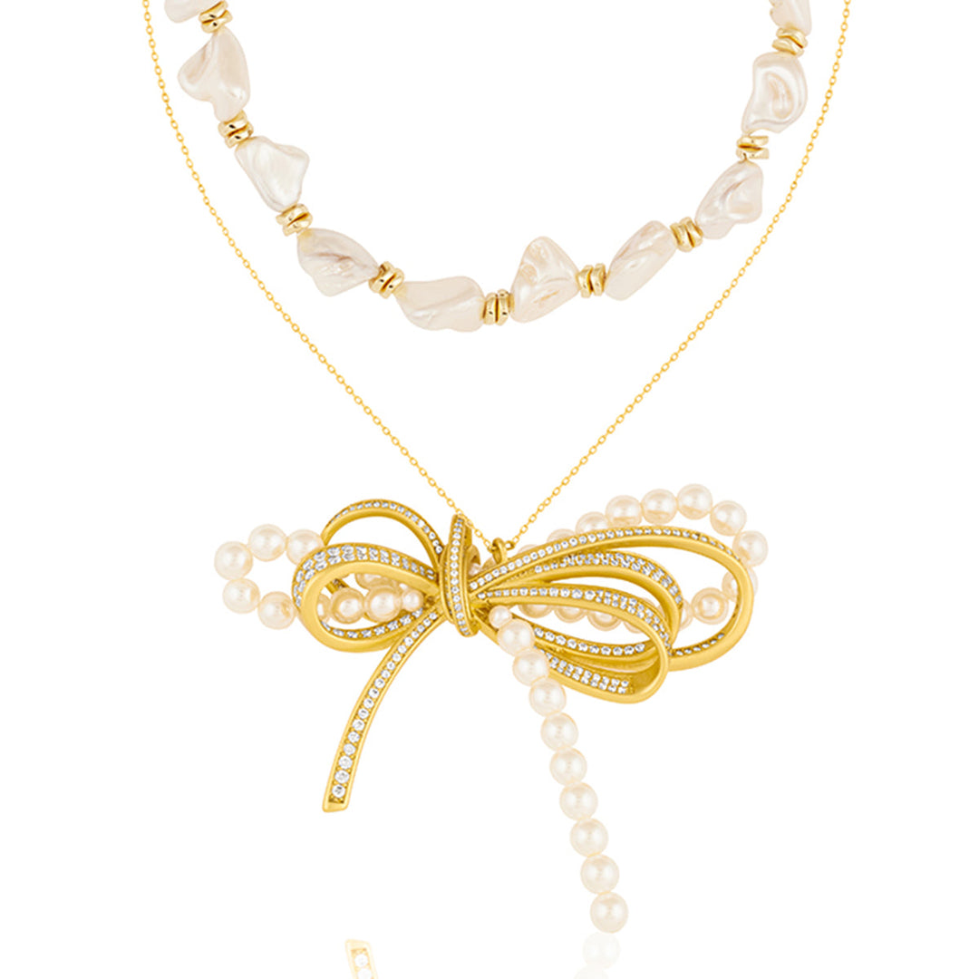 Demure Bow Layered Necklace