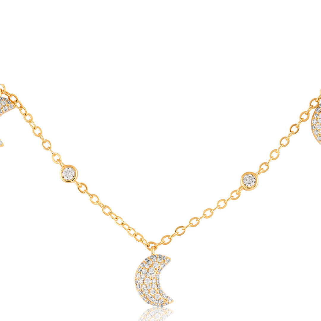 Crescent Shimmer Charm Necklace