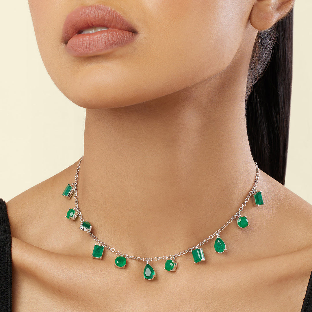 Eterna Emerald Charm Choker - Isharya | Modern Indian Jewelry