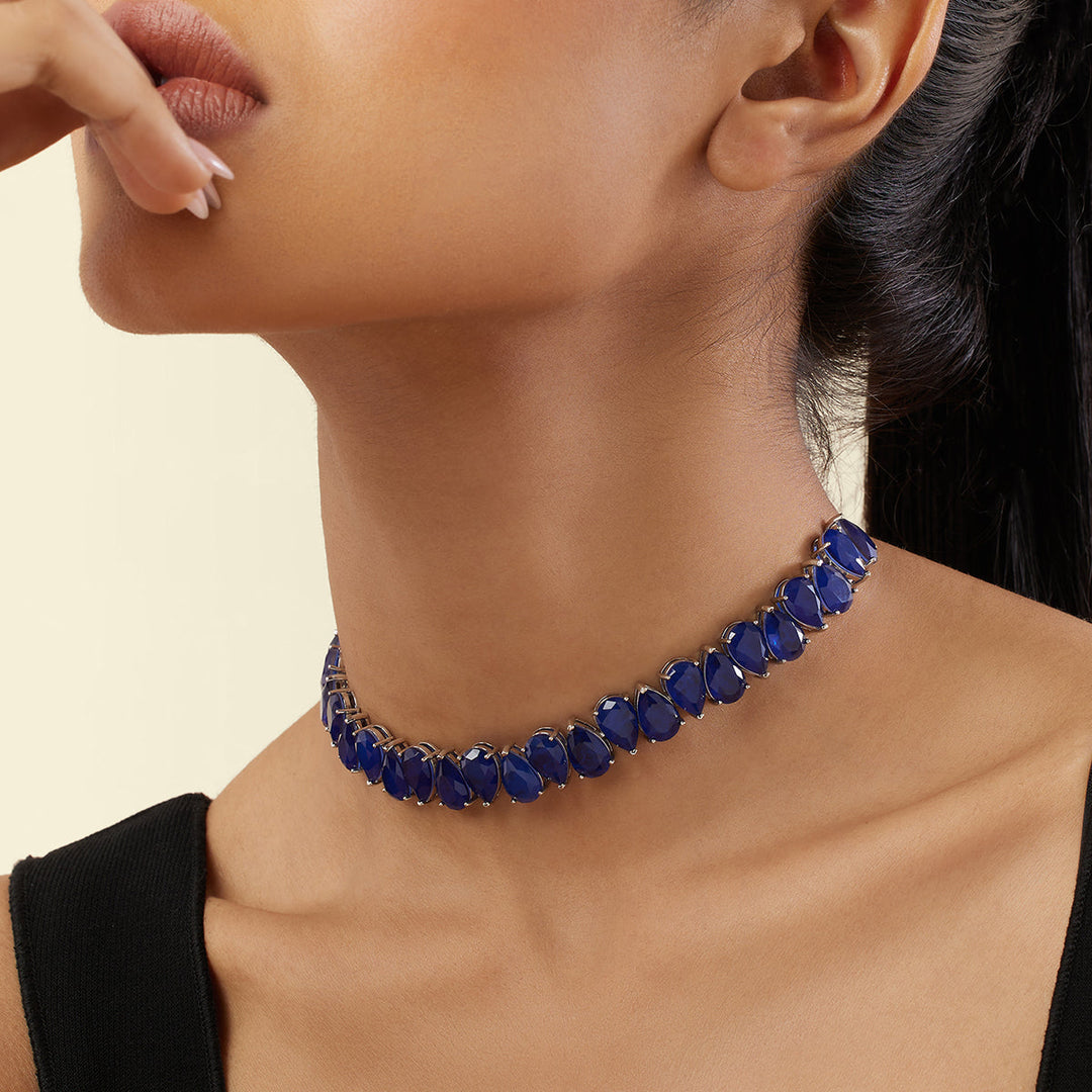 Elysian Sapphire Choker Necklace - Isharya | Modern Indian Jewelry