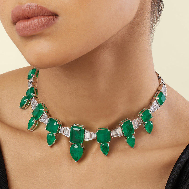 Emerald Celestial Luxe Choker Necklace - Isharya | Modern Indian Jewelry