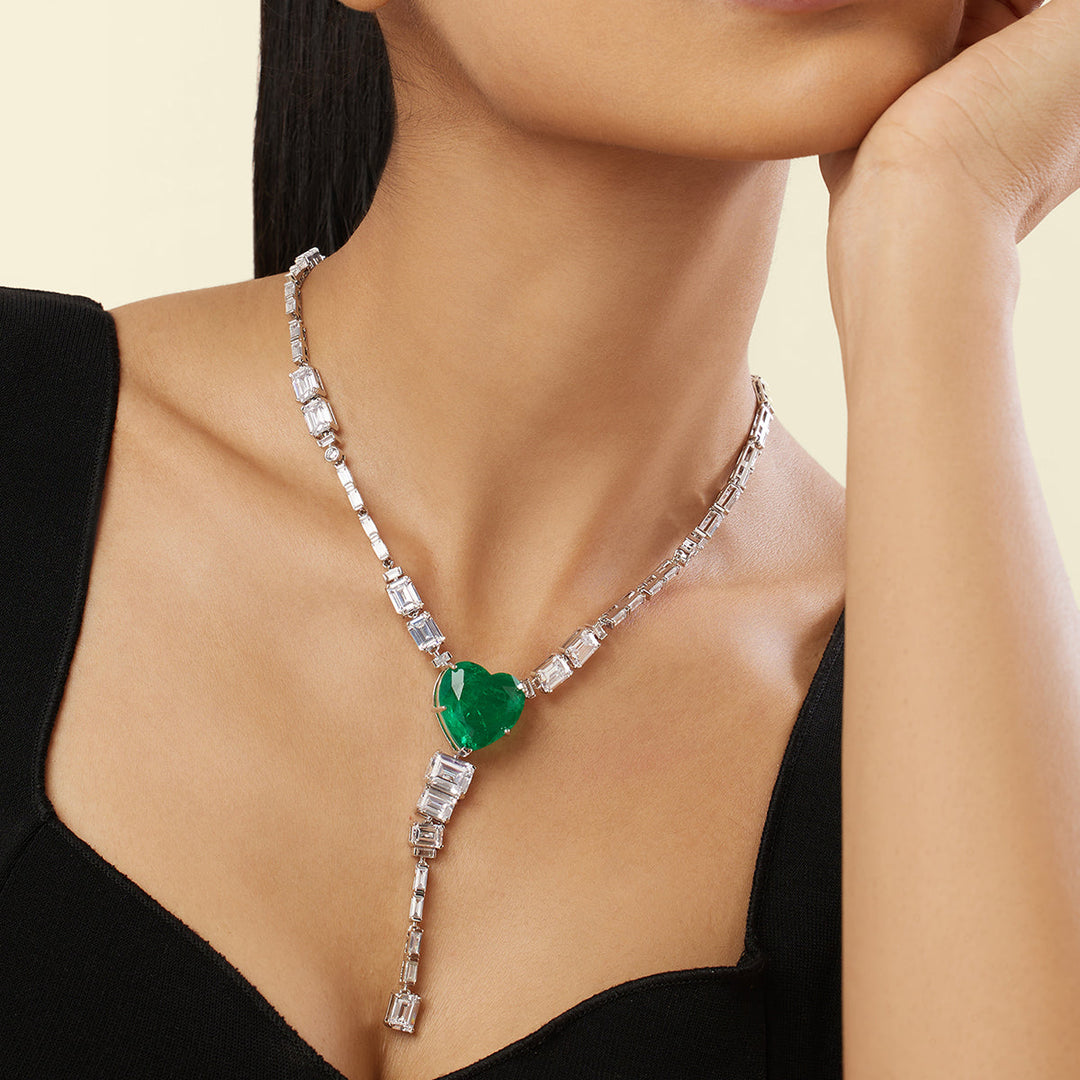 Emerald Elegance Y Necklace - Isharya | Modern Indian Jewelry