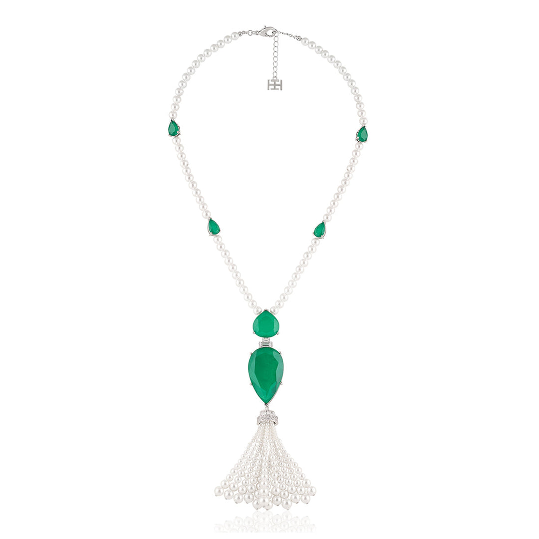 Esme Emerald Tassel Necklace