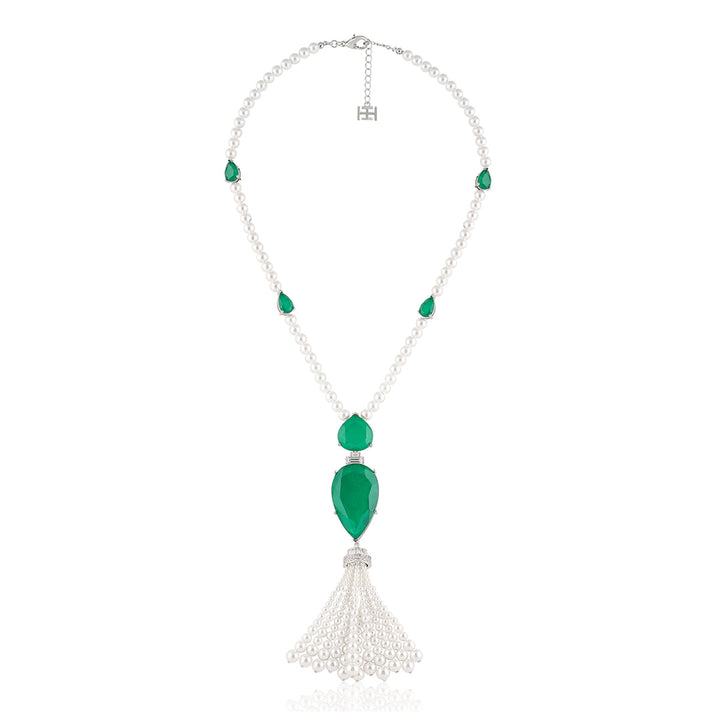 Esme Emerald Tassel Necklace