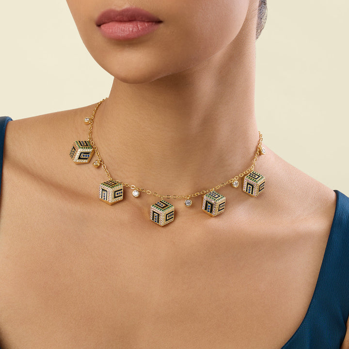 Miscara Charm Necklace In 18Kt Gold Plated