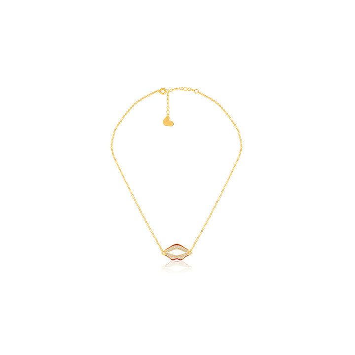 Skylaire Lip Pendant Necklace In 18Kt Gold Plated