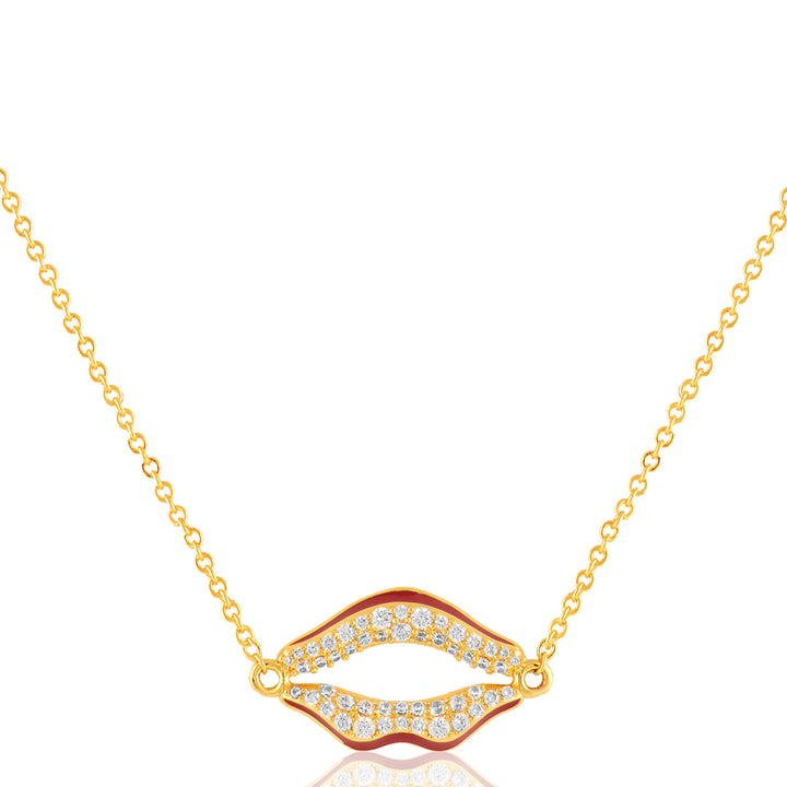 Skylaire Lip Pendant Necklace In 18Kt Gold Plated