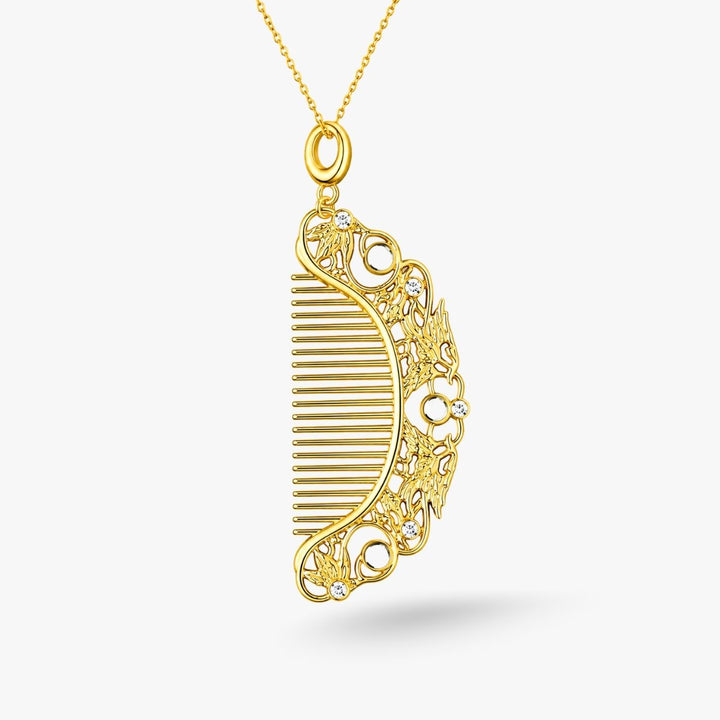 Comb Crystal Charm Necklace