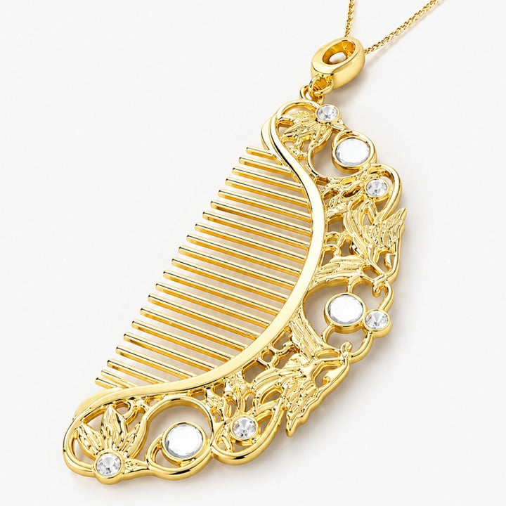 Comb Crystal Charm Necklace