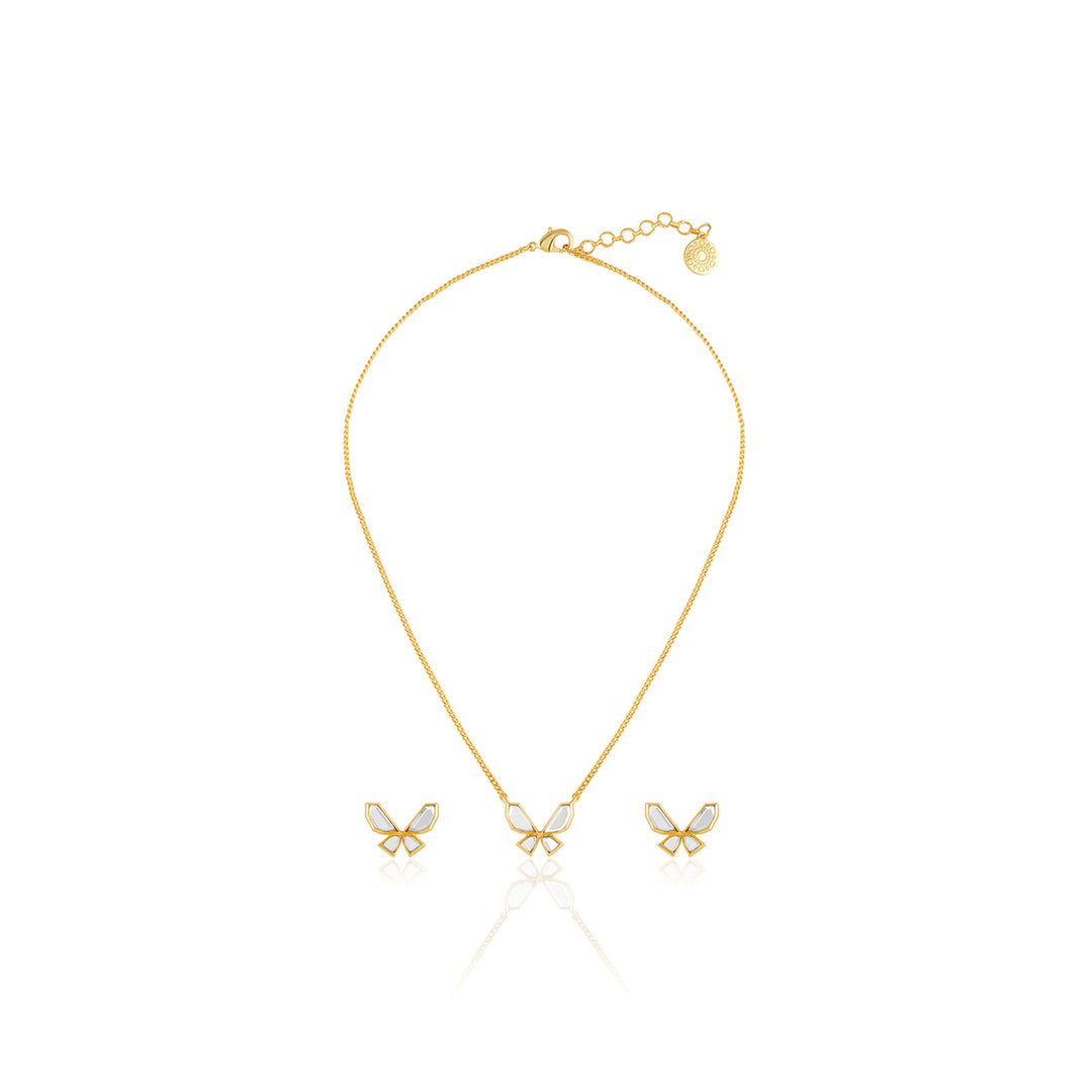 Golden Butterfly Earrings & Necklace Set