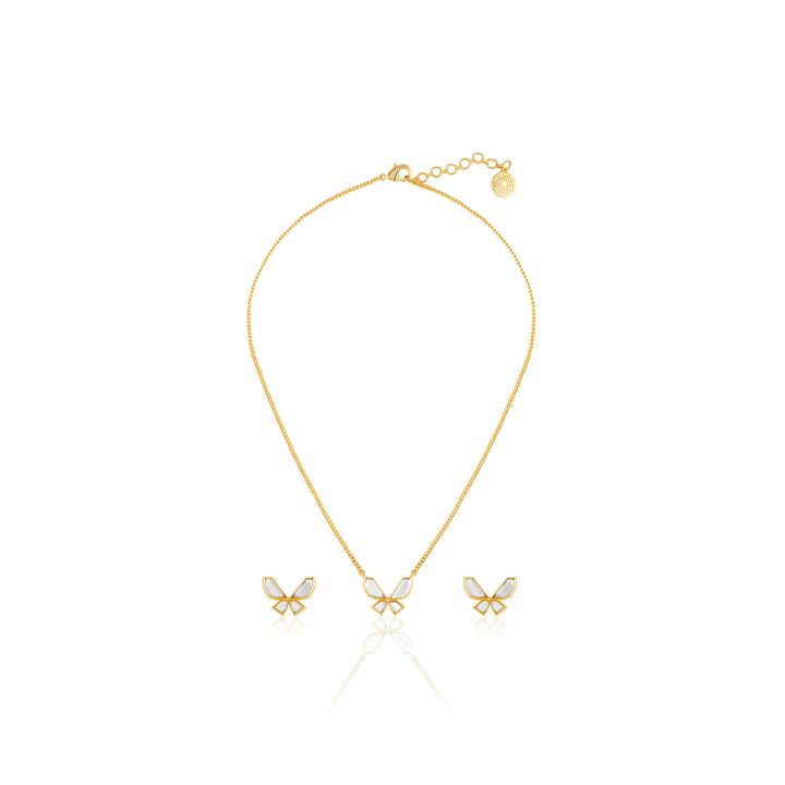 Golden Butterfly Earrings & Necklace Set