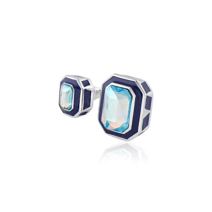 Aquamarine Crystal Galaxy Open Ring