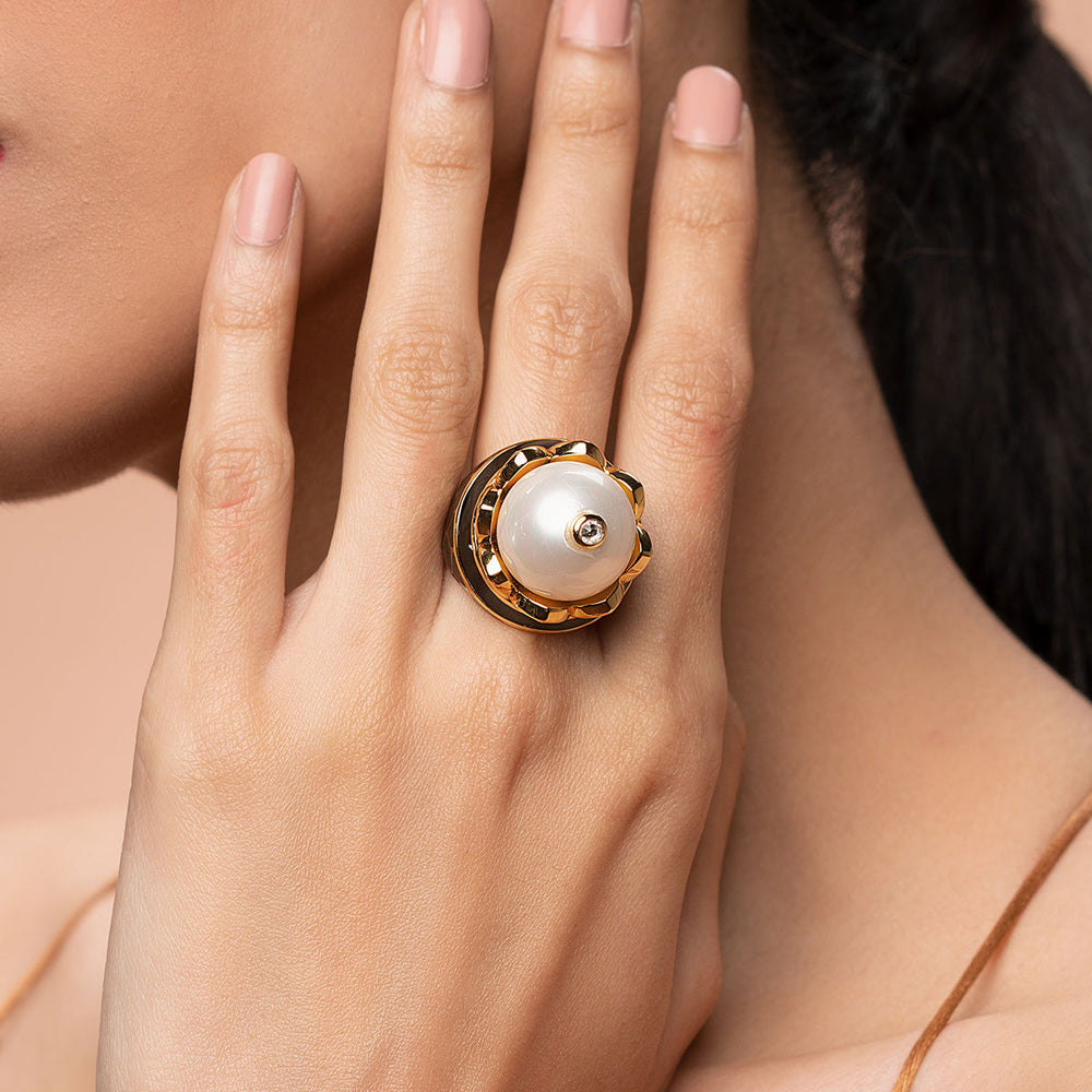 Black statement Ring for Women by Isharya | Modern Indian Jewellery