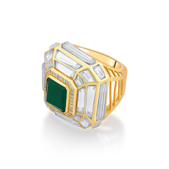 Green statement Ring for Women by Isharya | Modern Indian Jewellery