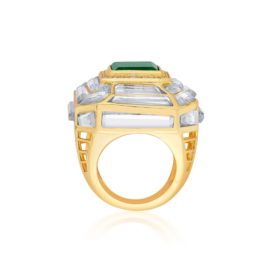 Green statement Ring for Women by Isharya | Modern Indian Jewellery