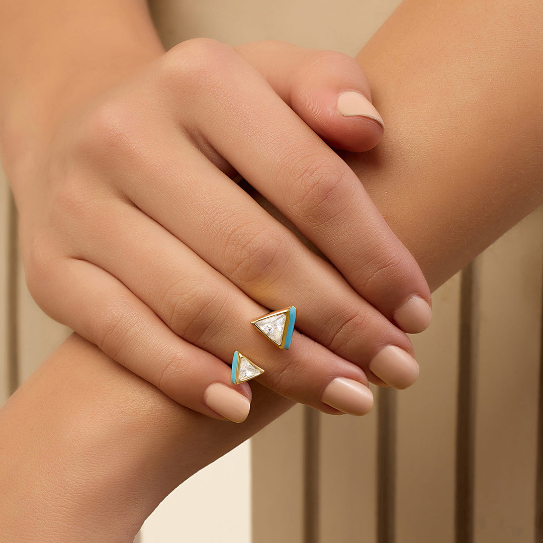 Blue Triangles Ring 