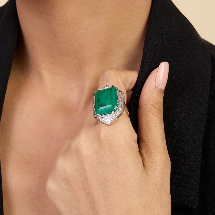 Doublet Dark Emerald Cocktail Ring