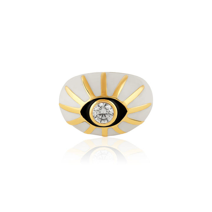 White Eye Statement Ring