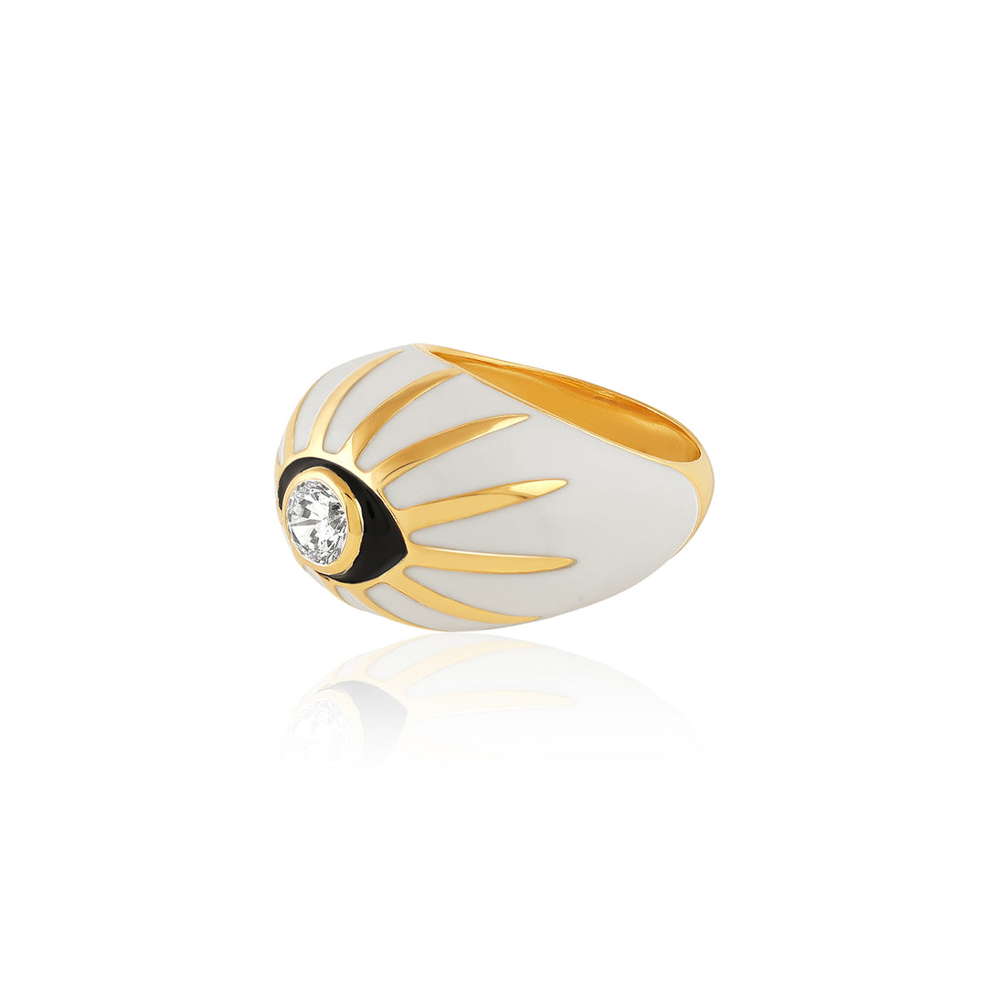 White Eye Statement Ring