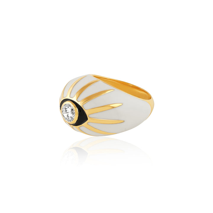 White Eye Statement Ring