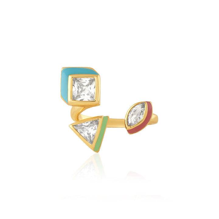 Multicolor Geometric Open Ring for Women by Isharya | Modern Indian Jewellery