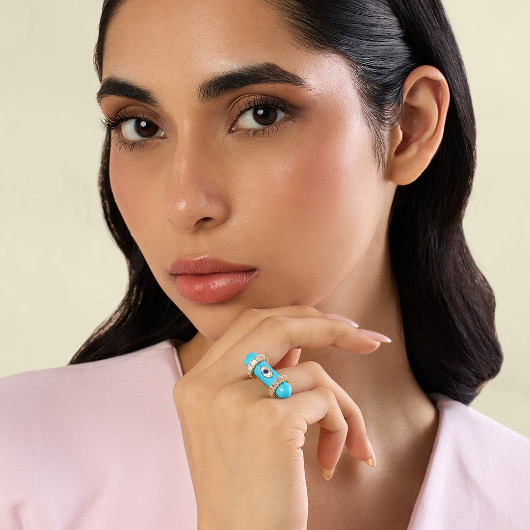 Celestial Turquoise Amulet Ring