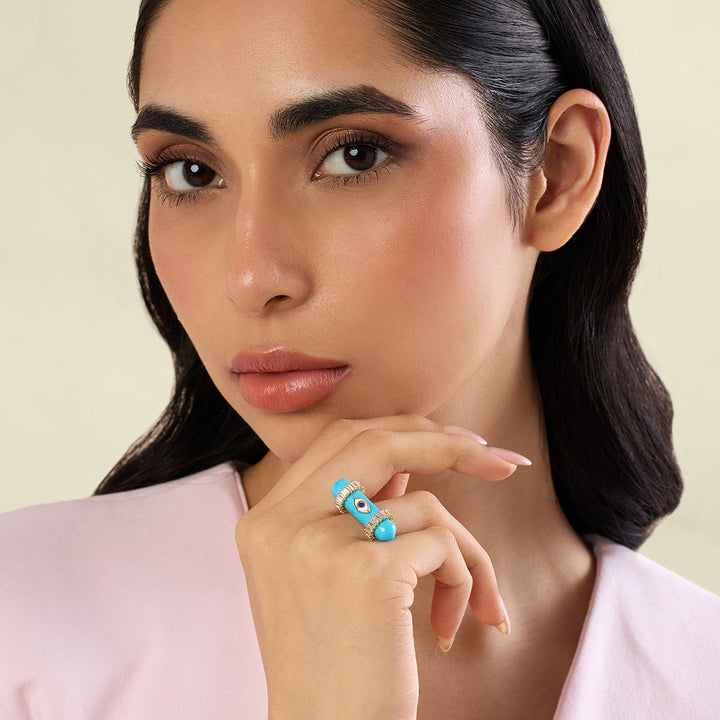 Celestial Turquoise Amulet Ring