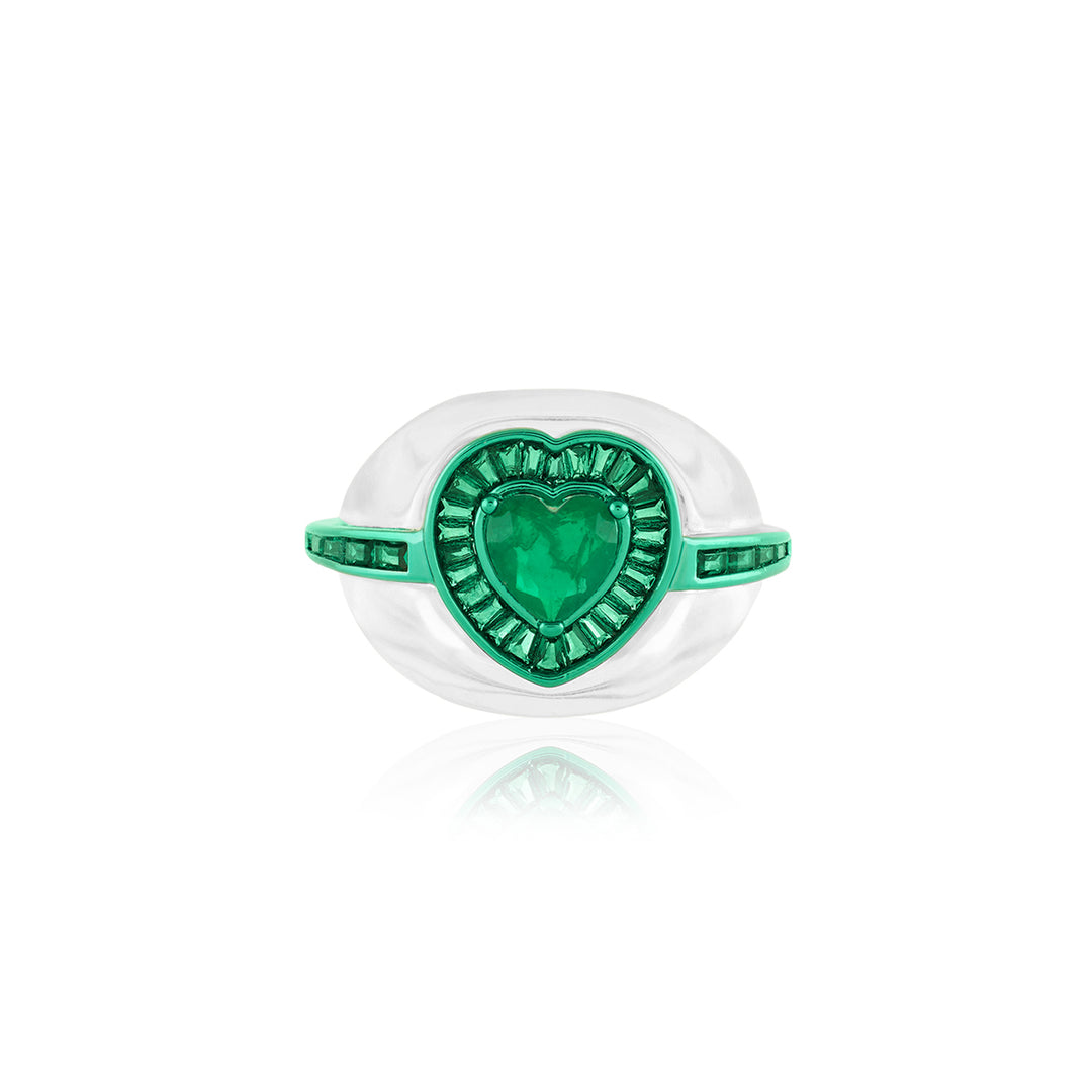Emerald Heart Statement Ring