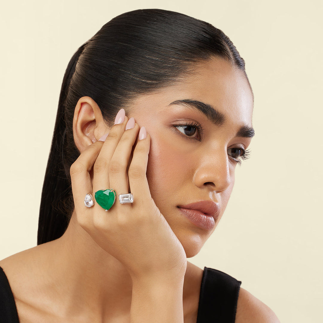 Dual Heart Emerald Ring