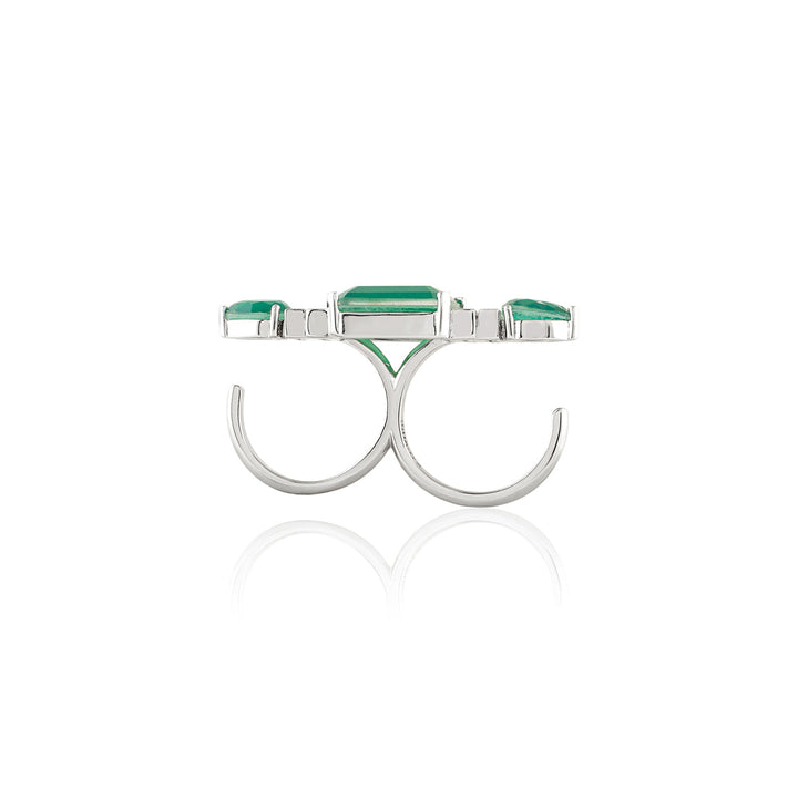 Emerald Embrace Two-Finger Ring