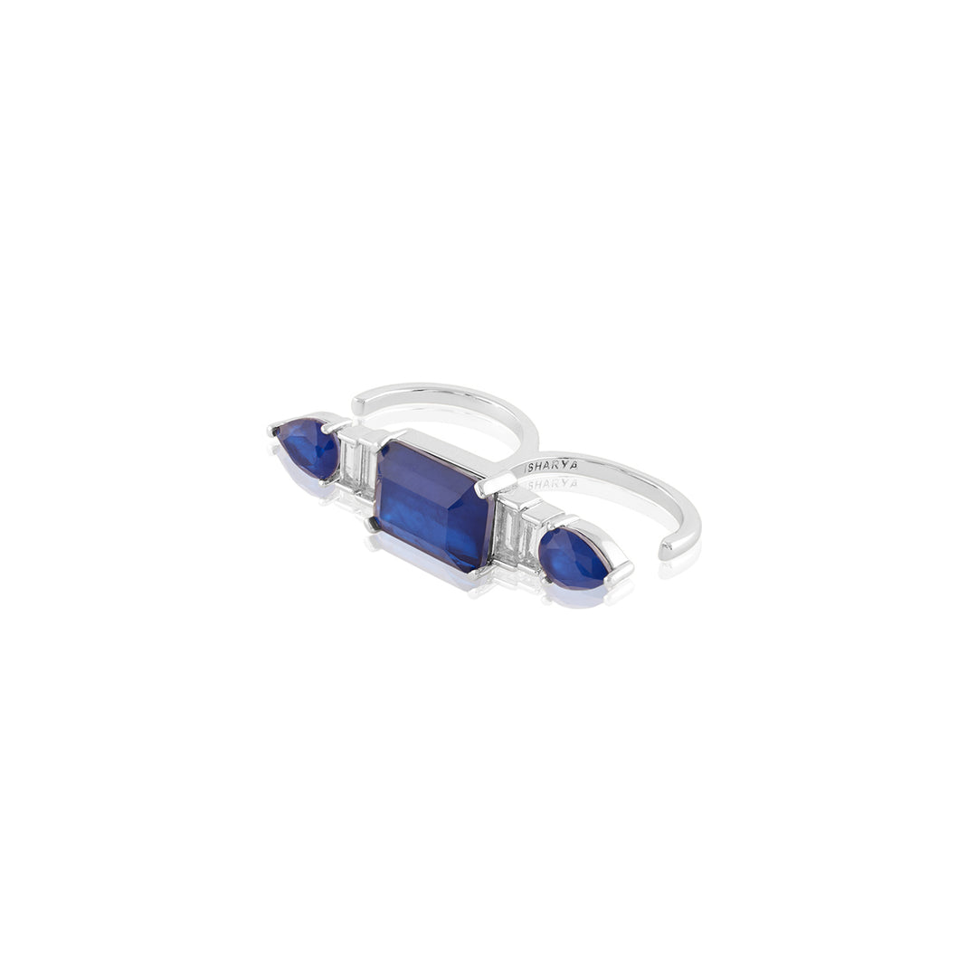 Sapphire Embrace Two-Finger Ring