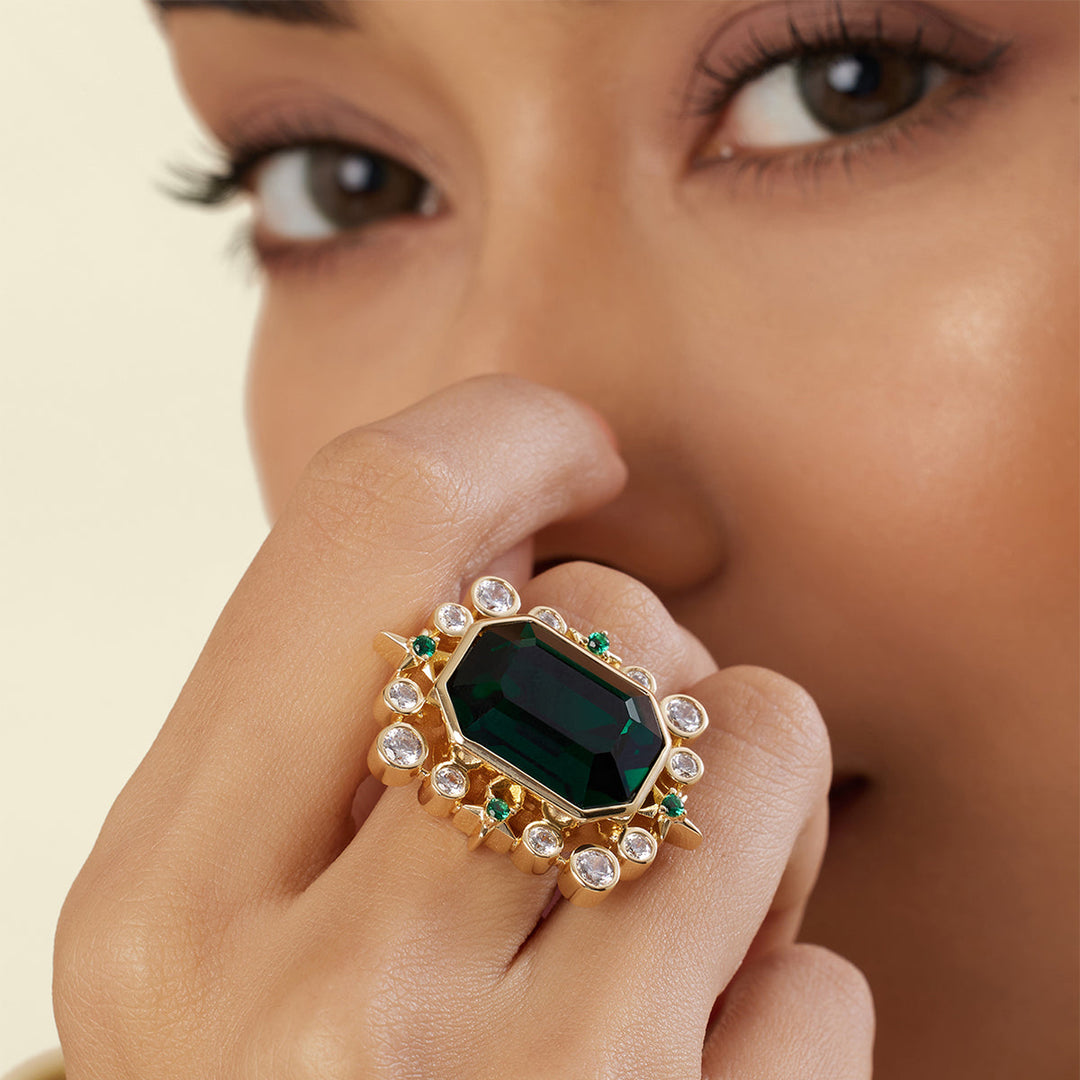 Emerald Lyric Statement Ring 