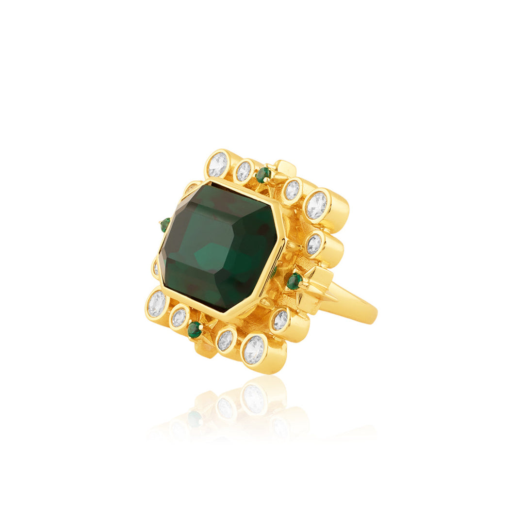 Emerald Lyric Statement Ring 