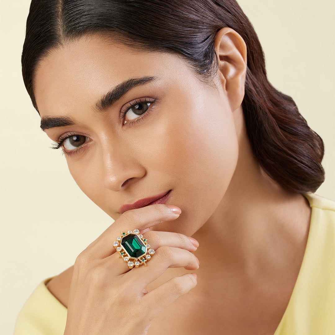 Emerald Lyric Statement Ring 