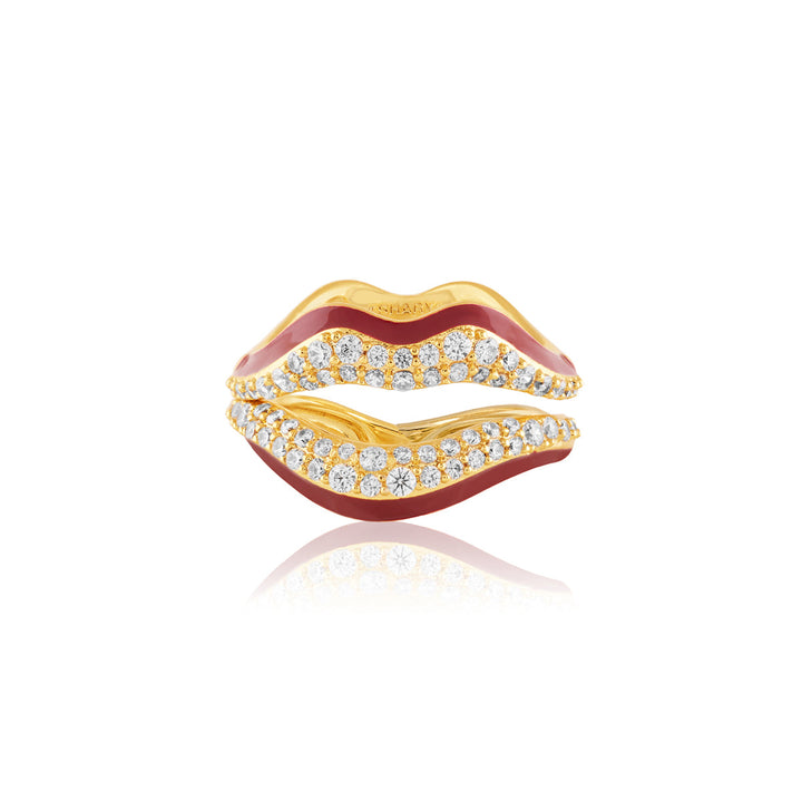 Obscura Lip Ring In 18Kt Gold Plated