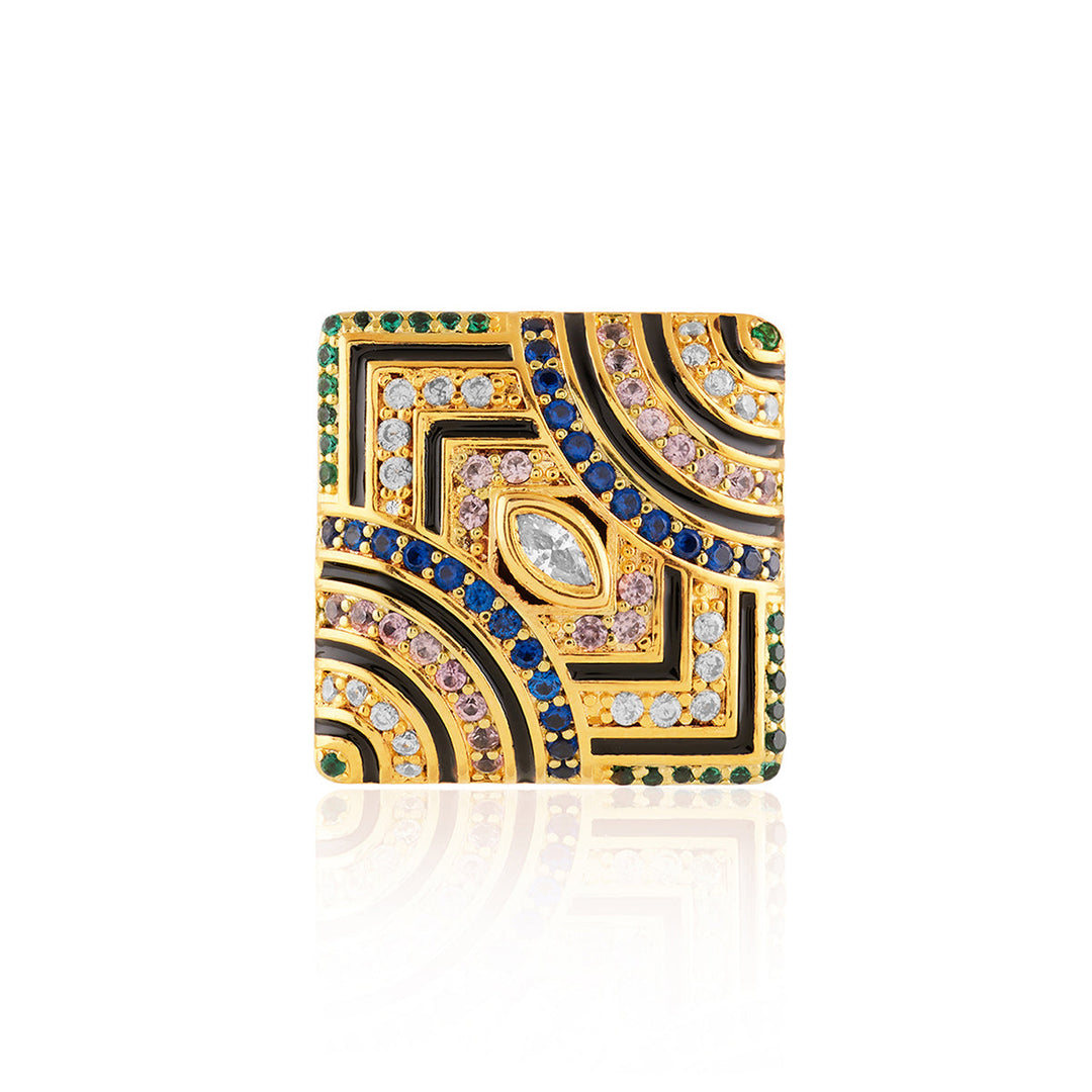Vorra Statement Ring In 18Kt Gold Plated