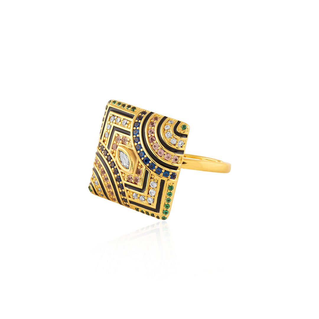 Vorra Statement Ring In 18Kt Gold Plated