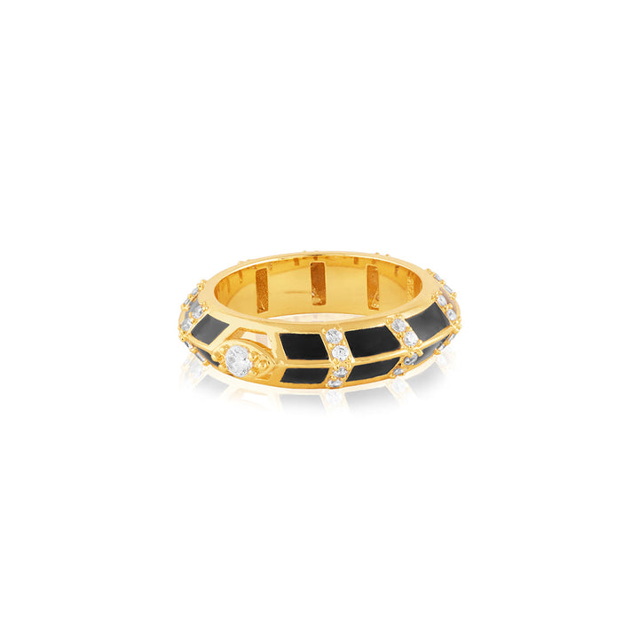 Kahlista Black Ring In 18Kt Gold Plated