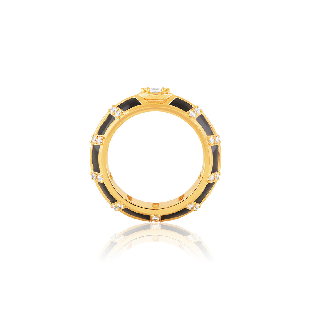 Kahlista Black Ring In 18Kt Gold Plated