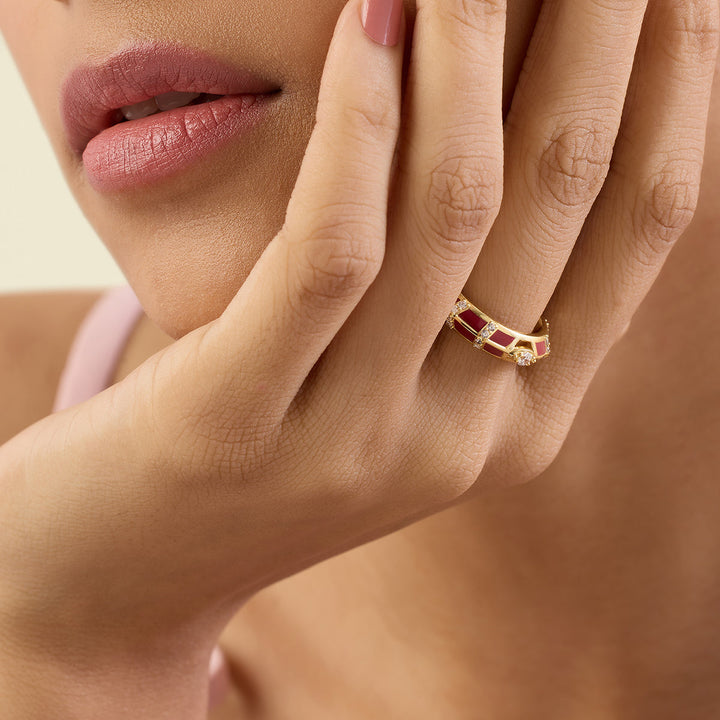 Kahlista Red Ring In 18Kt Gold Plated