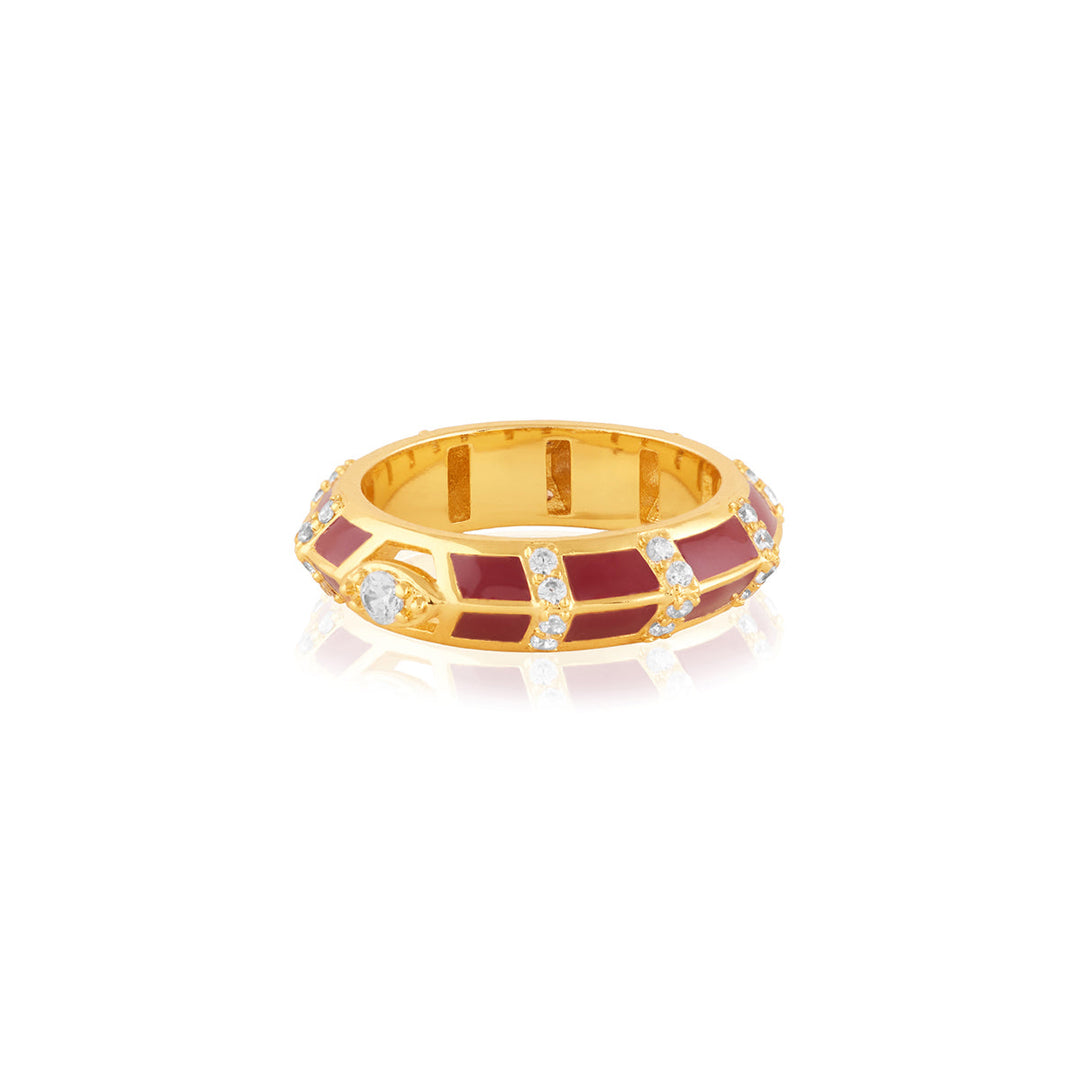 Kahlista Red Ring In 18Kt Gold Plated