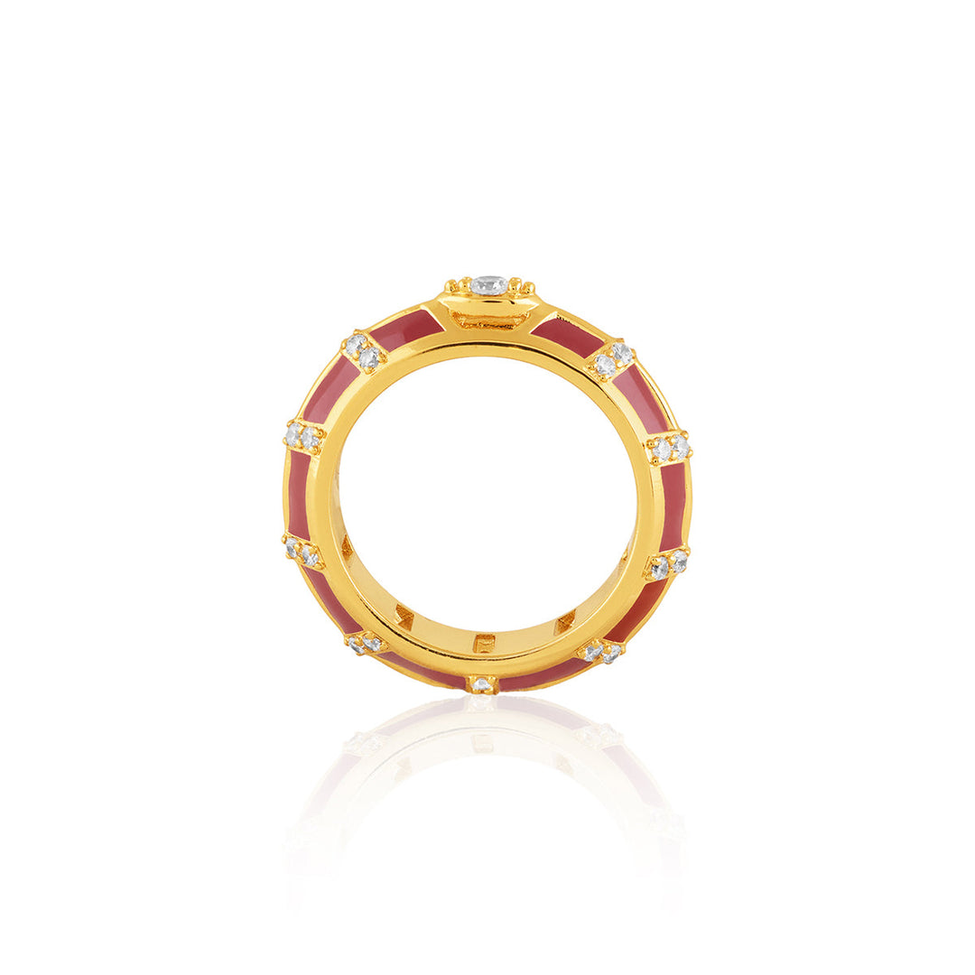Kahlista Red Ring In 18Kt Gold Plated