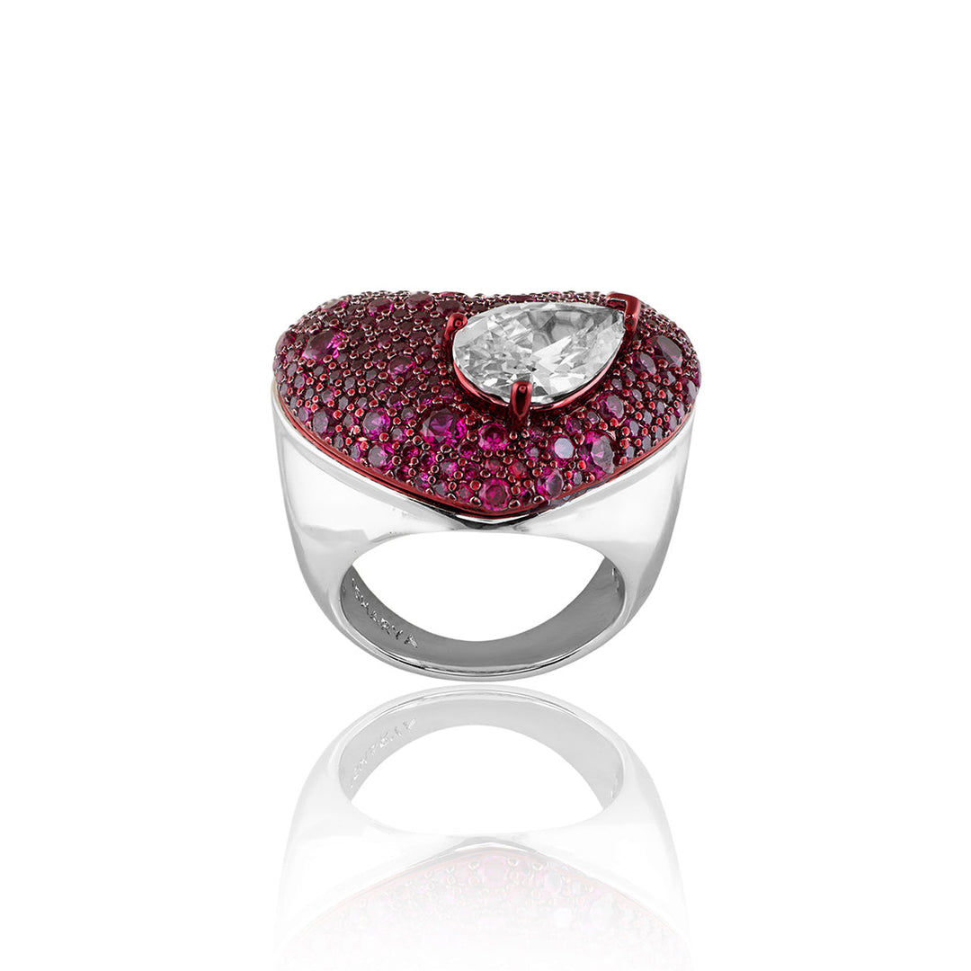 Rosy Ruby Heart Ring