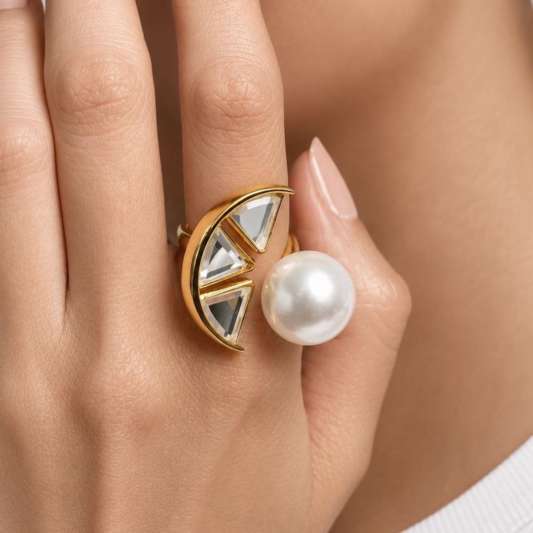 Melon Pearl Mirror Ring