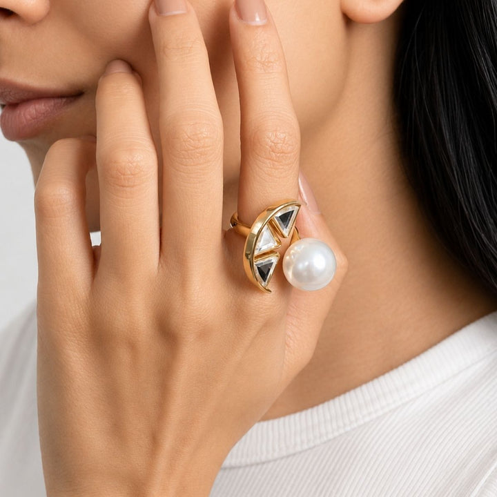 Melon Pearl Mirror Ring