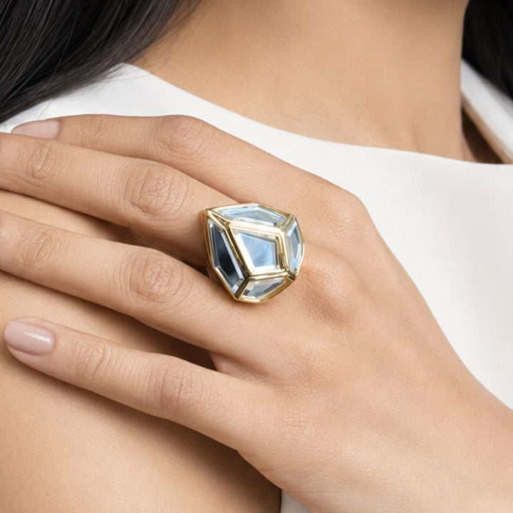Openable Rhombus Mirror Statement Ring